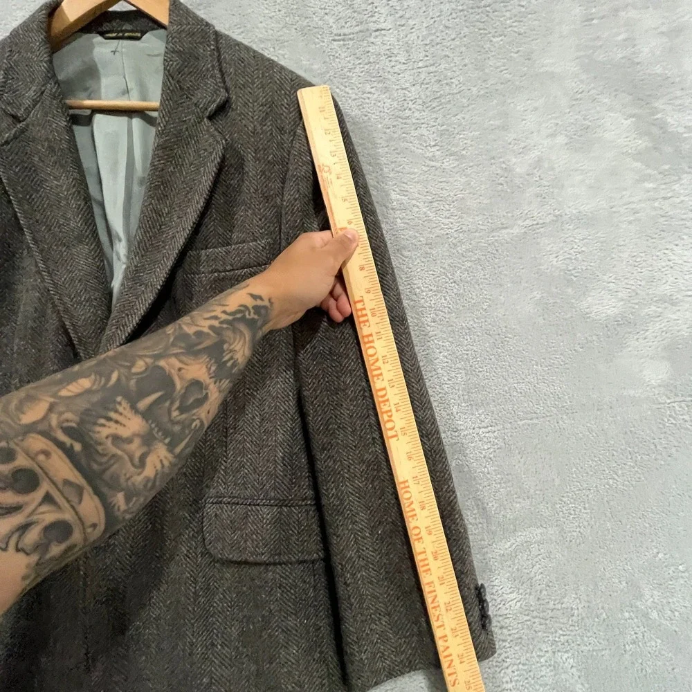 Haggar Blazer Men 42R Tweed Wool Sport Coat Herringbone Jacket VTG 90s Brazil‎